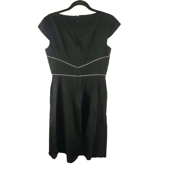 Liz Claiborne Women's Dress Size 8 Cap Sleeves Retro Fit And Flare Black White - Picture 8 of 8